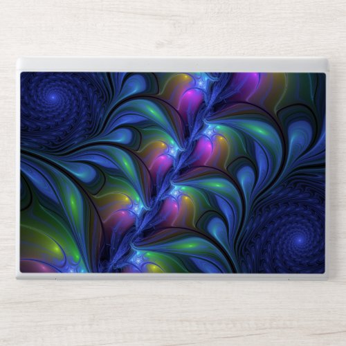 Colorful Luminous Abstract Blue Pink Green Fractal HP Laptop Skin