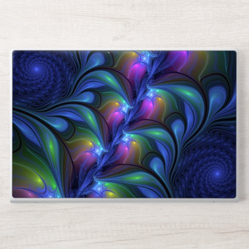 Colorful Luminous Abstract Blue Pink Green Fractal HP Laptop Skin