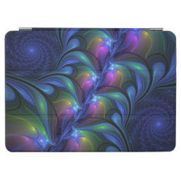 Colorful Luminous Abstract Blue Pink Green Fractal iPad Air Cover