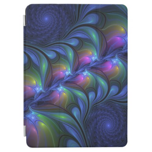 Colorful Luminous Abstract Blue Pink Green Fractal iPad Air Cover