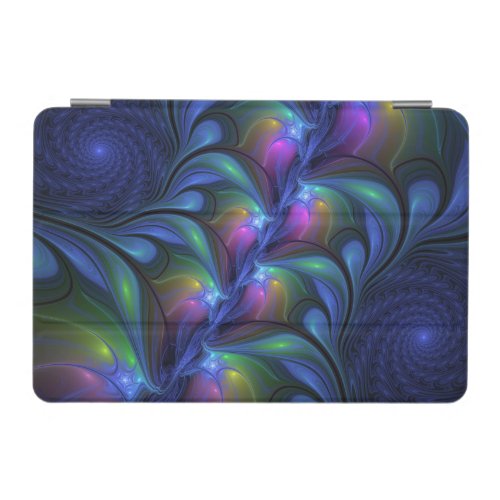 Colorful Luminous Abstract Blue Pink Green Fractal iPad Mini Cover