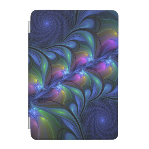 Colorful Luminous Abstract Blue Pink Green Fractal iPad Mini Cover