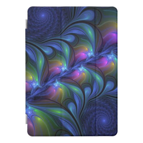 Colorful Luminous Abstract Blue Pink Green Fractal iPad Pro Cover