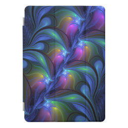 Colorful Luminous Abstract Blue Pink Green Fractal iPad Pro Cover