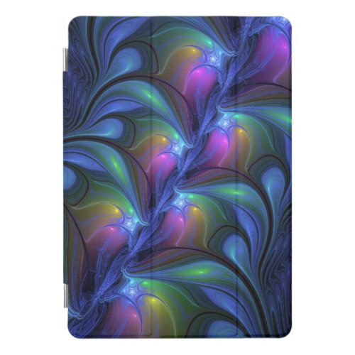 Colorful Luminous Abstract Blue Pink Green Fractal iPad Pro Cover