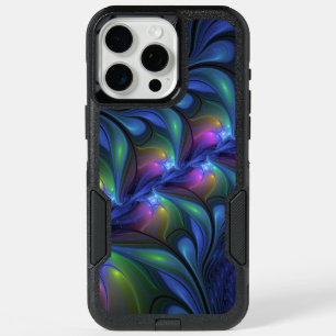 Colorful Luminous Abstract Blue Pink Green Fractal iPhone 15 Pro Max Case