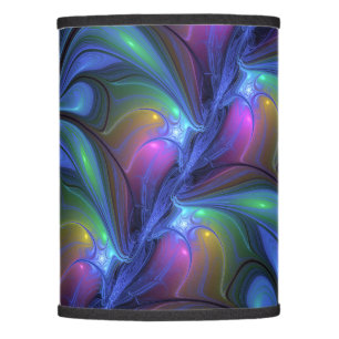 Colorful Luminous Abstract Blue Pink Green Fractal Lamp Shade