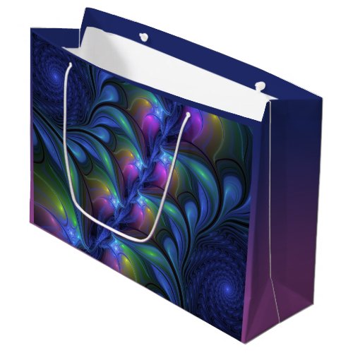 Colorful Luminous Abstract Blue Pink Green Fractal Large Gift Bag