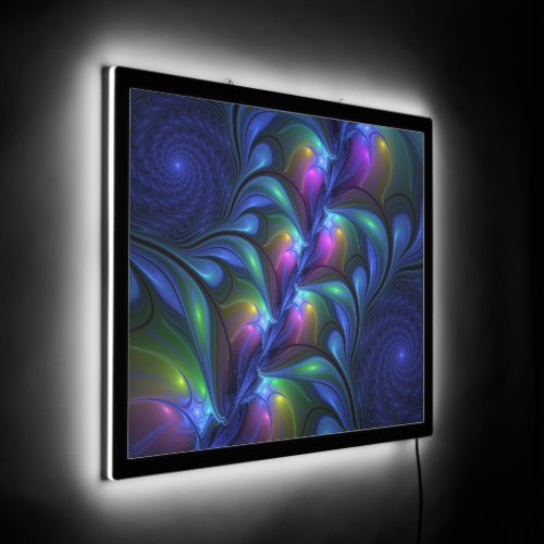 Colorful Luminous Abstract Blue Pink Green Fractal LED Sign
