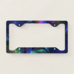 Colorful Luminous Abstract Blue Pink Green Fractal License Plate Frame at Zazzle