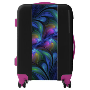 Colorful Luminous Abstract Blue Pink Green Fractal Luggage