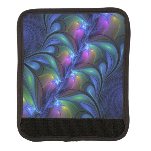 Colorful Luminous Abstract Blue Pink Green Fractal Luggage Handle Wrap