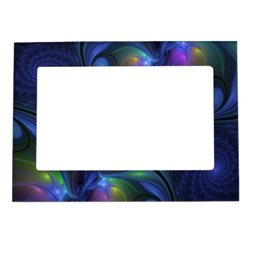 Colorful Luminous Abstract Blue Pink Green Fractal Magnetic Frame