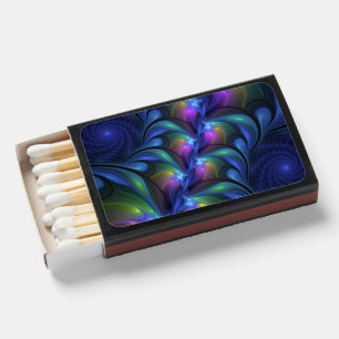 Colorful Luminous Abstract Blue Pink Green Fractal Matchboxes