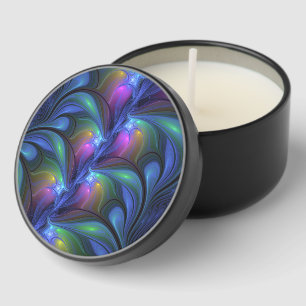 Colorful Luminous Abstract Blue Pink Green Fractal Mini Candle Favors