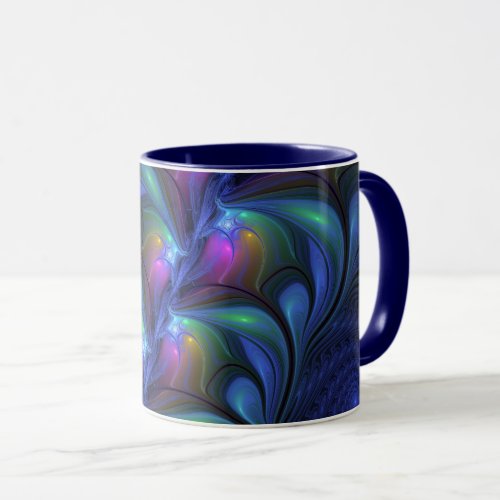 Colorful Luminous Abstract Blue Pink Green Fractal Mug