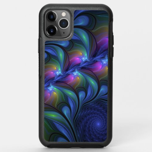 Colorful Luminous Abstract Blue Pink Green Fractal OtterBox Symmetry iPhone 11 Pro Max Case