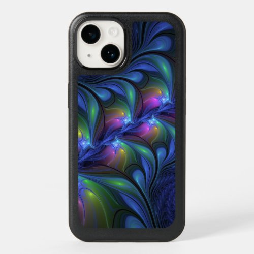 Colorful Luminous Abstract Blue Pink Green Fractal OtterBox iPhone 14 Case