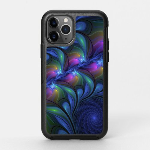 Colorful Luminous Abstract Blue Pink Green Fractal OtterBox Symmetry iPhone 11 Pro Case