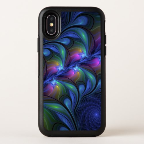 Colorful Luminous Abstract Blue Pink Green Fractal OtterBox Symmetry iPhone X Case
