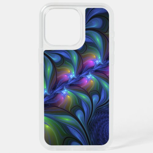 Colorful Luminous Abstract Blue Pink Green Fractal iPhone 15 Pro Max Case