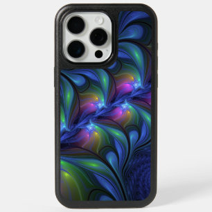 Colorful Luminous Abstract Blue Pink Green Fractal iPhone 15 Pro Max Case