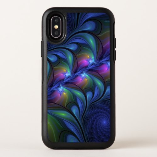 Colorful Luminous Abstract Blue Pink Green Fractal OtterBox Symmetry iPhone XS Case
