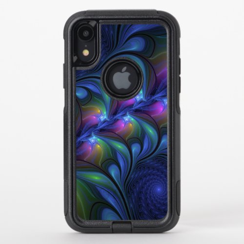 Colorful Luminous Abstract Blue Pink Green Fractal OtterBox Commuter iPhone XR Case