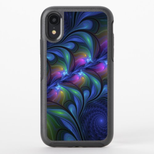 Colorful Luminous Abstract Blue Pink Green Fractal OtterBox Symmetry iPhone XR Case