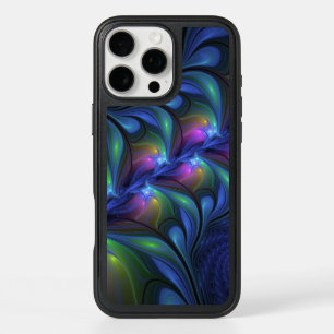 Colorful Luminous Abstract Blue Pink Green Fractal iPhone 16 Pro Max Case