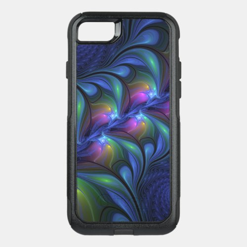 Colorful Luminous Abstract Blue Pink Green Fractal OtterBox Commuter iPhone SE87 Case