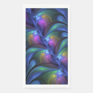 Colorful Luminous Abstract Blue Pink Green Fractal Paper Guest Towels