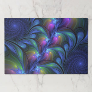 Colorful Luminous Abstract Blue Pink Green Fractal Paper Pad