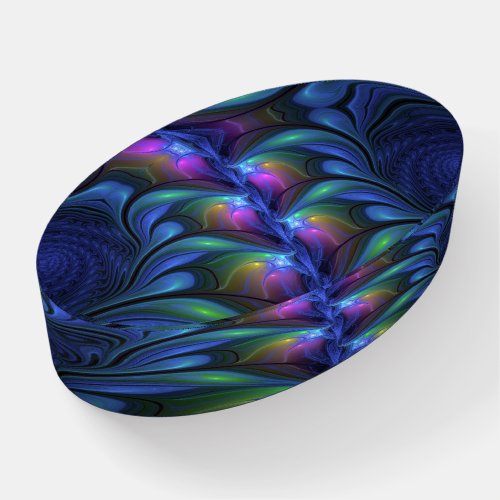 Colorful Luminous Abstract Blue Pink Green Fractal Paperweight