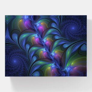 Colorful Luminous Abstract Blue Pink Green Fractal Paperweight