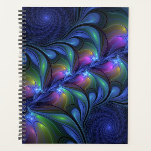 Colorful Luminous Abstract Blue Pink Green Fractal Planner