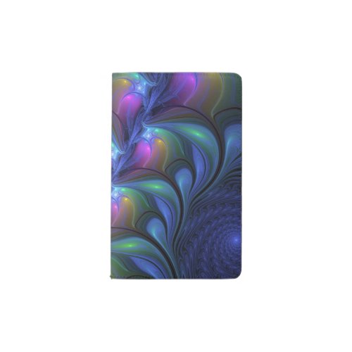 Colorful Luminous Abstract Blue Pink Green Fractal Pocket Moleskine Notebook