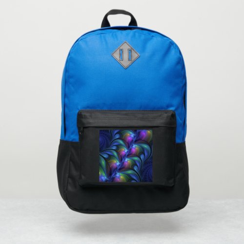 Colorful Luminous Abstract Blue Pink Green Fractal Port Authority Backpack