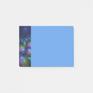 Colorful Luminous Abstract Blue Pink Green Fractal Post-it Notes