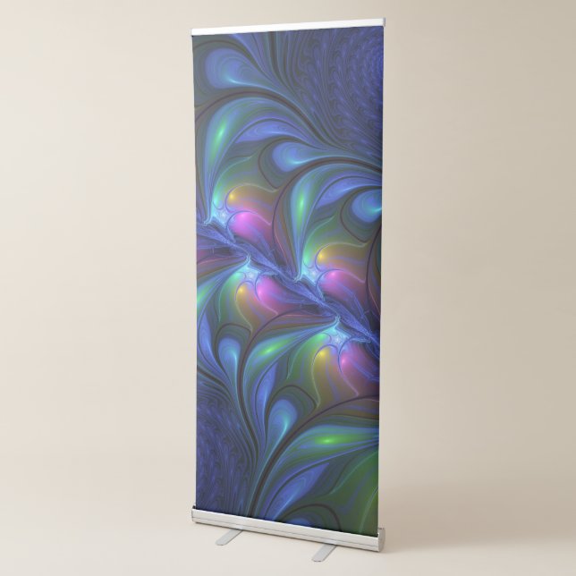 Colorful Luminous Abstract Blue Pink Green Fractal Retractable Banner (3/4)