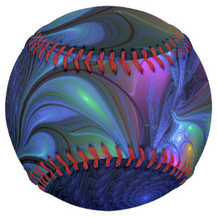 Colorful Luminous Abstract Blue Pink Green Fractal Softball