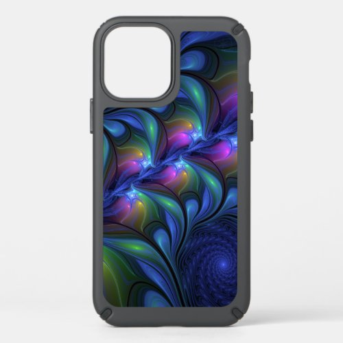 Colorful Luminous Abstract Blue Pink Green Fractal Speck iPhone 12 Case