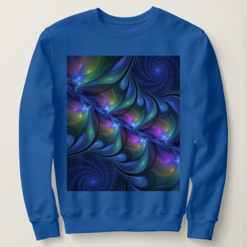 Colorful Luminous Abstract Blue Pink Green Fractal Sweatshirt