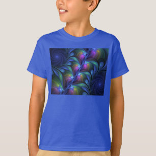 Colorful Luminous Abstract Blue Pink Green Fractal T-Shirt