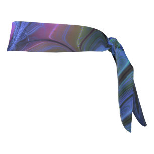 Colorful Luminous Abstract Blue Pink Green Fractal Tie Headband