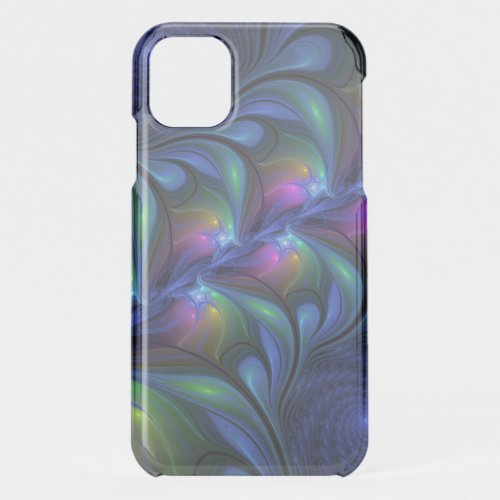 Colorful Luminous Abstract Blue Pink Green Fractal iPhone 11 Case