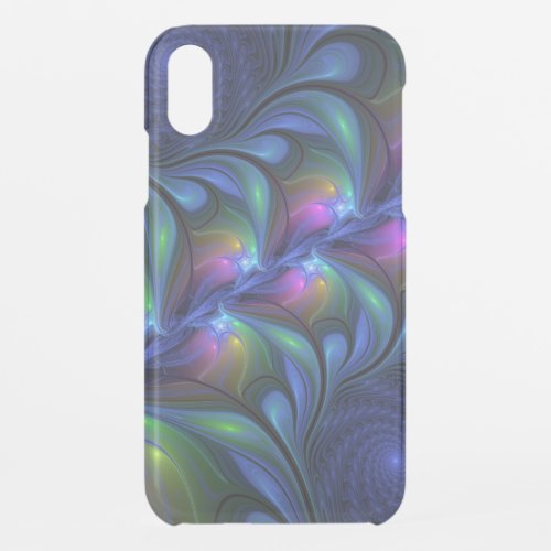 Colorful Luminous Abstract Blue Pink Green Fractal iPhone XR Case