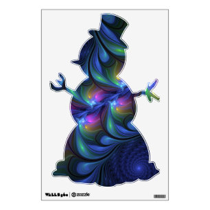 Colorful Luminous Abstract Blue Pink Green Fractal Wall Decal