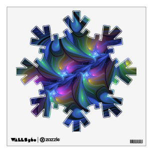 Colorful Luminous Abstract Blue Pink Green Fractal Wall Decal
