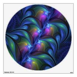 Colorful Luminous Abstract Blue Pink Green Fractal Wall Decal